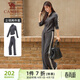 駱駝（CAMEL）立領(lǐng)健身女裝撞色修身兩件套運動(dòng)服 Y24CAWL6620 墨灰 M