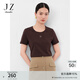 玖姿·安娜蔻活力休閑風(fēng)基礎款舒適棉柔短上衣T恤女2024夏款 蜜糖棕 M