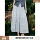 ELLE波嬉印花半身裙女2026夏新款度假松緊腰高級感氣質(zhì)a字裙長(cháng)裙 藍色 M
