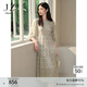 玖姿·安娜蔻浪漫莫奈風(fēng)100%真絲桑蠶絲田園風(fēng)連衣裙女2024夏款 花紋綠 L