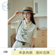 紫涵（ZIHAN）紫涵POLO領(lǐng)印花T恤女夏季新款森系學(xué)院風(fēng)米白正肩短袖上衣 米色 S