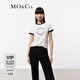 MO&Co.【涼感】T恤夏撞色邊短袖圓領(lǐng)正肩彈力修身美式街頭風(fēng)摩安珂 本白色 S 160