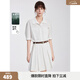 ELLE白色通勤風(fēng)襯衫連衣裙女2026夏季新款萊賽爾天絲收腰百褶短裙 白色 M
