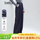 百圖（betu）女裝2025年冬季新款休閑褲抓絨仿牛仔撞色跡線(xiàn)松緊腰褲子2510X03