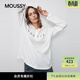 moussy 春季新品休閑風(fēng)蕾絲拼接長(cháng)袖針織衫女028JSX90-1049 010白色 均碼
