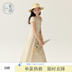 紫涵（ZIHAN）紫涵蕾絲邊V領(lǐng)碎花連衣裙女夏季新款日系氣質(zhì)短袖收腰a字長(cháng)裙 米底碎花 L
