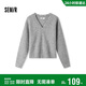 森馬（Semir）毛衣女冬季短款含羊毛破洞V領(lǐng)毛衫辣妹個(gè)性ins小個(gè)子101724107032