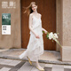 香影萊賽爾天絲吊帶連衣裙女2026春季新款垂墜感荷葉邊v領(lǐng)蛋糕裙 白色 連衣裙 S 155/80A/85-95斤
