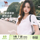 駱駝（CAMEL）夏日T恤慵懶風(fēng)女微寬松大V領(lǐng)純棉上衣 C25BAVL6034 奶白 L