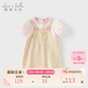 戴維貝拉女童連衣裙兒童假兩件裙子夏裝寶寶泡泡袖童裝