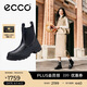 愛(ài)步（ECCO）短靴女 高端品牌簡(jiǎn)約通勤厚底增高切爾西靴 革新214793 黑色37