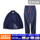 馬登工裝 美式復古仿天絲牛仔襯衫丹寧寬松翻領(lǐng)薄款長(cháng)袖襯衣男春季 襯衫+牛仔褲套裝 M