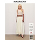 MAXRIENY【異域·摩洛哥-商場(chǎng)同款】復古文藝釘珠提花傘擺連衣裙 卡其 M 02/36