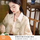 香影新中式長(cháng)袖襯衫女2026春夏新款襯衣外套盤(pán)扣流蘇暈染國風(fēng)上衣 駝色 S