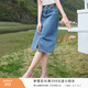 香影牛仔半身裙女2026夏裝新款復古中長(cháng)款裙子修身顯瘦高腰直筒裙 牛仔藍 M