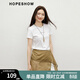 紅袖（hopeshow）百搭顯瘦氣質(zhì)T恤2026春季新款女裝字母印花正肩短袖圓領(lǐng)基礎上衣 本白001 M