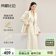 尚都比拉時(shí)尚西裝套裝女春秋款通勤西服外套馬甲A字裙子三件套 燕麥色 M