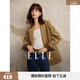 ELLE【浮光鎏金】燈芯絨廓形西裝外套女2026春季新款正肩時(shí)髦西服 卡其 S