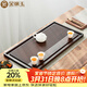 金鑲玉茶盤(pán)托盤(pán) 實(shí)木竹木家用單層排水式茶臺茶具盤(pán)套裝功夫茶具配件 胡桃色竹流水大號56*29.5*2.1