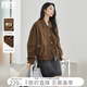 對白（DUIBAI）慵懶松弛感夾克短外套女2026春新款小個(gè)子復古短款棒球服上衣 棕咖色 S