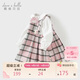 戴維貝拉兒童棉連衣裙女童格子裙女寶寶洋氣學(xué)院風(fēng)裙子