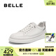 百麗（Belle）張凌赫同款時(shí)尚百搭小白鞋春新商場(chǎng)款免系帶休閑板鞋8XD01CM5預售 白/灰 43 (265mm)