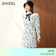 SNIDEL秋冬甜美優(yōu)雅荷葉邊泡泡袖翻領(lǐng)帶領(lǐng)結印花連衣裙SWFO235069 白色 S （0）