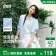 森馬（Semir）長(cháng)袖襯衫女春中長(cháng)款仿麻oversize蕾絲2026松弛感襯衣109126105001