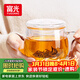 富光花茶杯 男女士茶水分離杯子 雙層辦公泡茶玻璃杯帶把高硼硅水杯