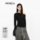 MO&Co.上衣2026春新品天絲綿羊毛斜肩船領(lǐng)收腰顯瘦輕熟風(fēng)MBF1TOPT12 黑色 S /160