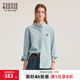 Teenie Weenie小熊女襯衫秋冬時(shí)尚舒適寬松學(xué)院風(fēng)刺繡牛仔襯衣上衣 淺藍色 M