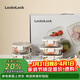 樂(lè )扣樂(lè )扣（LOCK&LOCK）玻璃飯盒保鮮密封冰箱便當飯盒收納盒6件套（不銹鋼蓋）