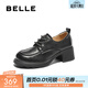 百麗（Belle）時(shí)尚舒適牛津鞋女厚底增高小皮鞋休閑通勤單鞋D3V1DAM5 黑色 36 (230mm)