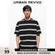 UR2026夏季新款男裝簡(jiǎn)約撞色條紋圓領(lǐng)寬松短袖T恤UMB460004 黑色條紋 M