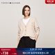 Tommy Hilfiger秋冬女裝絞花休閑慵懶風(fēng)寬松V領(lǐng)羊毛衫麻花針織衫開(kāi)衫外套 米白色0F8 S