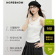 紅袖（hopeshow）高級感吊帶2026春季新款女裝撞色字母印花細坑條無(wú)袖U領(lǐng)背心上衣 本白001 M
