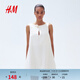 H&M女裝連衣裙春季氣質(zhì)通勤無(wú)袖寬松a字版型背心式連衣裙1290380 奶油色 M 165/96