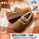 百麗（Belle）復古毛邊雪地靴女冬季新款商場(chǎng)款舒適毛毛鞋勃肯鞋E5N1DDM5 棕色-毛里 35