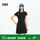 森馬（Semir）連衣裙女收腰T恤裙小心機夏季2025新款繡花圓領(lǐng)短裙簡(jiǎn)約休閑 黑色90001 M