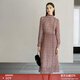顏域立領(lǐng)長(cháng)袖粉色連衣裙春裝女士2024新款收腰顯瘦氣質(zhì)中長(cháng)款裙子 粉花 L/40