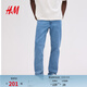 H&M男裝牛仔褲2025年夏季中腰休閑舒適彈力棉質(zhì)長(cháng)褲5袋式1008549 牛仔藍038 32 170/82