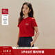 茵曼（INMAN）休閑簡(jiǎn)約刺繡圓領(lǐng)短袖T恤2026夏季女裝新款百搭合體正肩上衣 大紅色 M