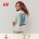 H&M女裝T恤2026春季新款文藝復古穿搭樂(lè )隊印花大廓形短袖1314589 淺米色/Monet M 165/96