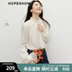 紅袖（hopeshow）復古宮廷風(fēng)雪紡衫2026春季新款女裝荷葉邊壓褶立領(lǐng)垂感氣質(zhì)上衣 本白001 M