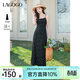 LAGOGO碎花修身彈力連衣裙女拉谷谷2025年春季新款高腰A字吊帶裙 花色 L