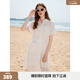 ELLE重工鏤空設計感度假連衣裙女2026夏季新款工裝風(fēng)航海氣質(zhì)短裙 白色 S