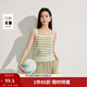 茵曼（INMAN）條紋方領(lǐng)針織吊帶小背心2026夏季女裝新款短款修身百搭上衣 白綠條紋 M