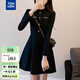 唐獅2025秋季圓領(lǐng)長(cháng)袖連衣裙名媛風(fēng)優(yōu)雅顯瘦百搭淑女溫柔氣質(zhì)潮流