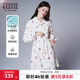 Teenie Weenie小熊連衣裙女春夏學(xué)院風(fēng)休閑天絲混紡滿(mǎn)印襯衫式連衣裙女 撞色 M (165)