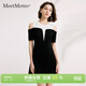 MeetMetro瑪依爾2026夏季撞色露肩T恤連衣裙女收腰短裙顯瘦小黑裙 黑色【現貨閃電發(fā)】 S